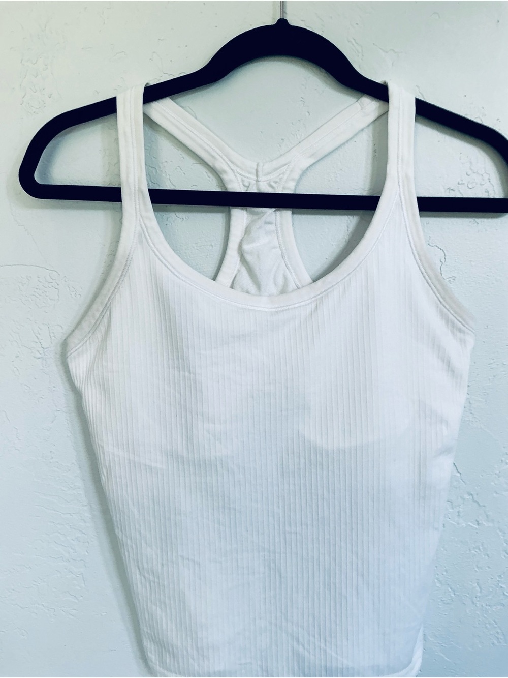 Lululemon White Ribbed Racerback Sports Bra Tank - Picture 3 of 7